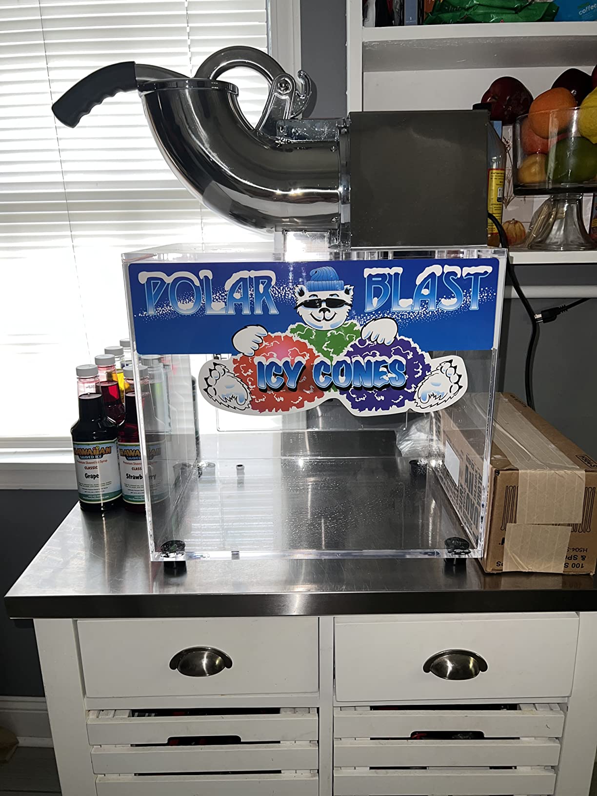 Polar Blast Snow Cone Machine - Acrylic Crushed Ice Maker Grinds Up to 500lbs of Ice Per Hour for Parties, Events, and More by Great Northern Popcorn customer photo 1