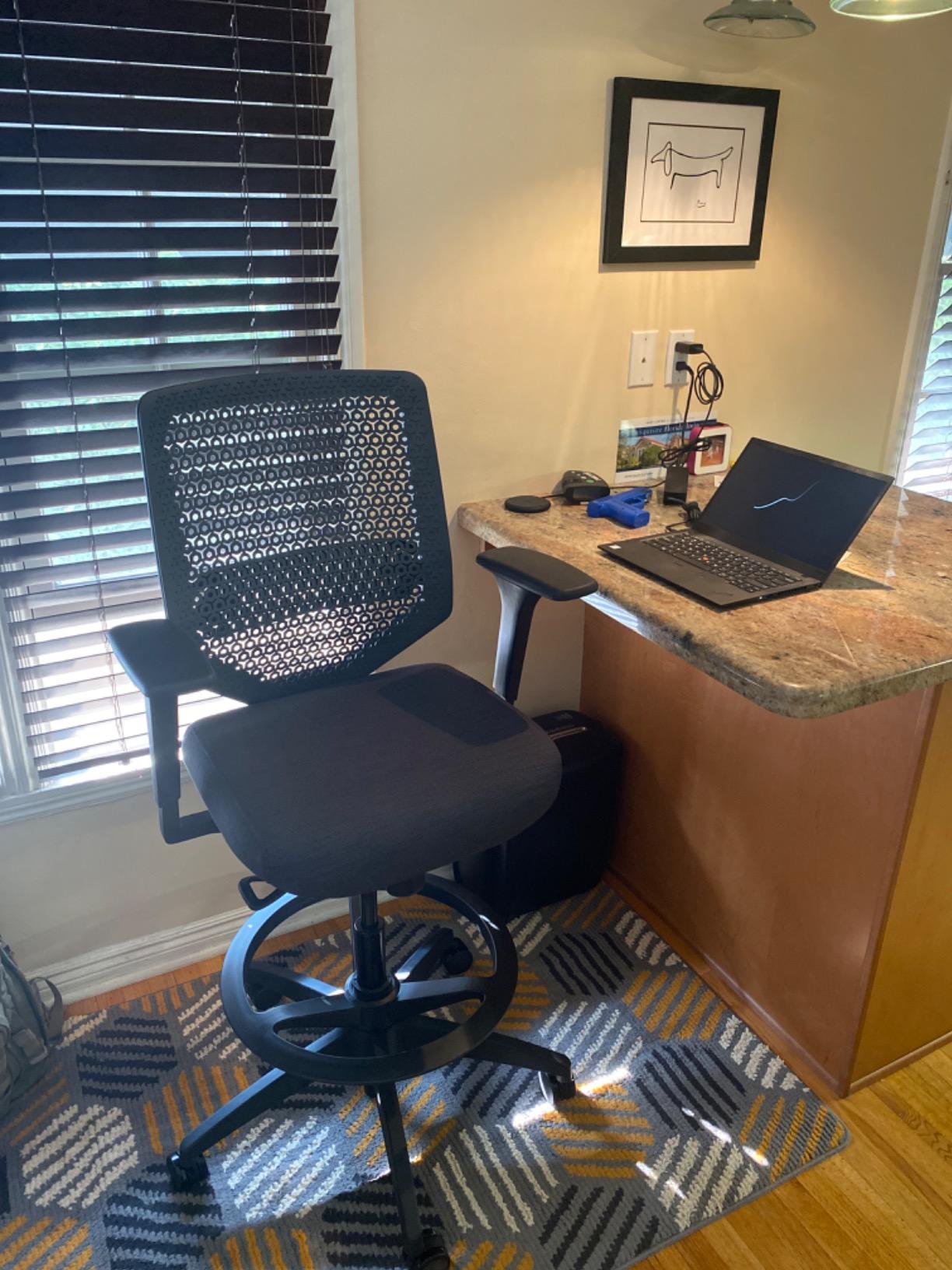HON Solve Ergonomic Stool, Office Chair, Footring, ReActiv Back, Black | Standing desk chair with lumbar support, footring, adjustable arms, sit stand workstation seating for active work customer photo 1