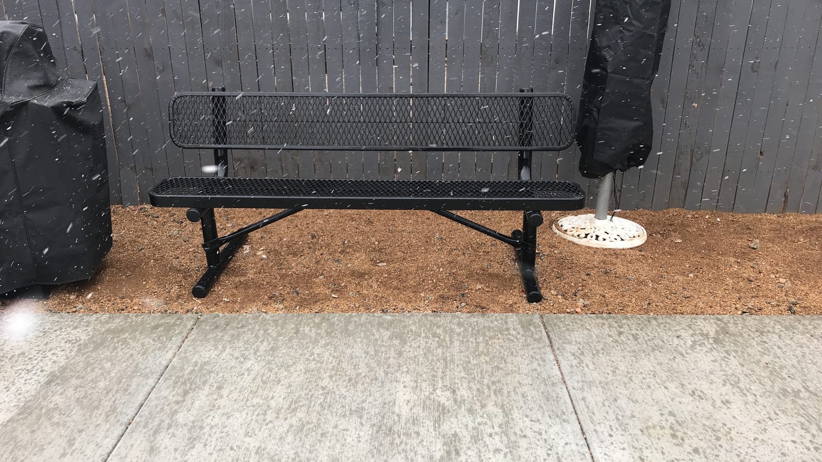Bench, Black, Expanded, 6Ft, with Back, Portable | Heavy-Duty Expanded Metal Outdoor Bench, With Back, Portable Mount, Made In America customer photo 1