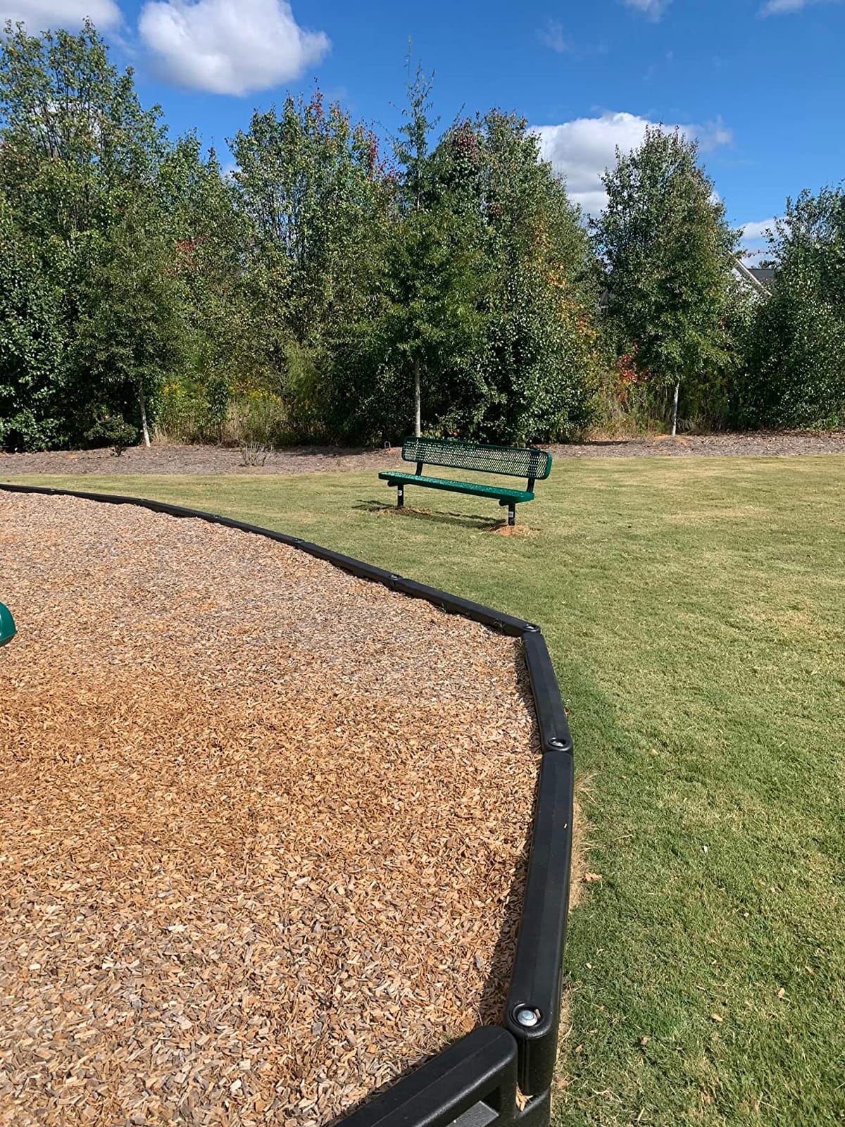 Bench, Green, Expanded, 6Ft, with Back, Inground | Heavy-Duty Expanded Metal Outdoor Bench, With Back, Inground Mount, Made In America customer photo 1