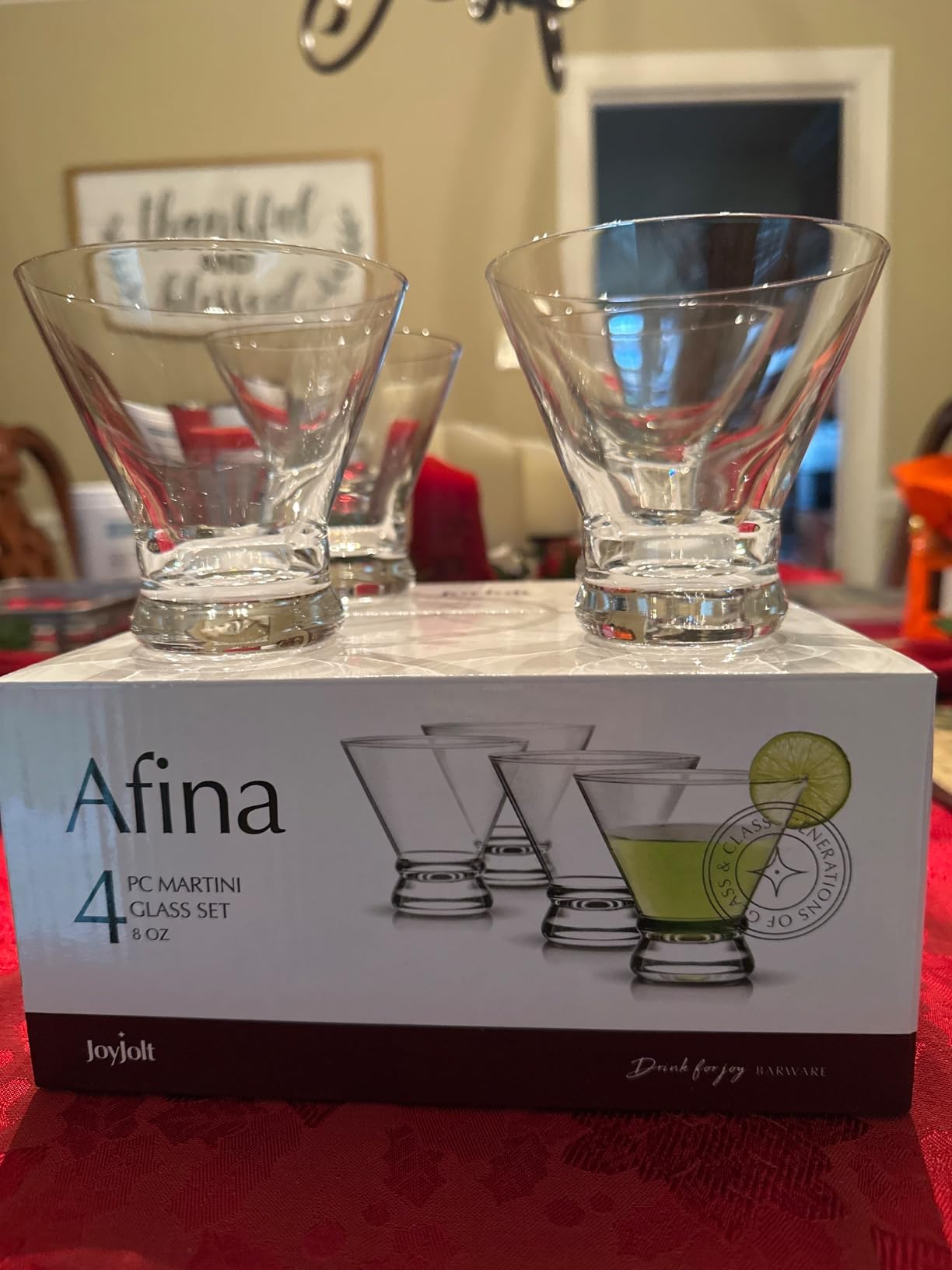 JoyJolt Afina Stemless Martini Glasses Set of 4, 8.5oz Liquor Drinking Glasses for Cocktail and Margarita, Bar Glass Cups, Glass Dessert Cups customer photo 1