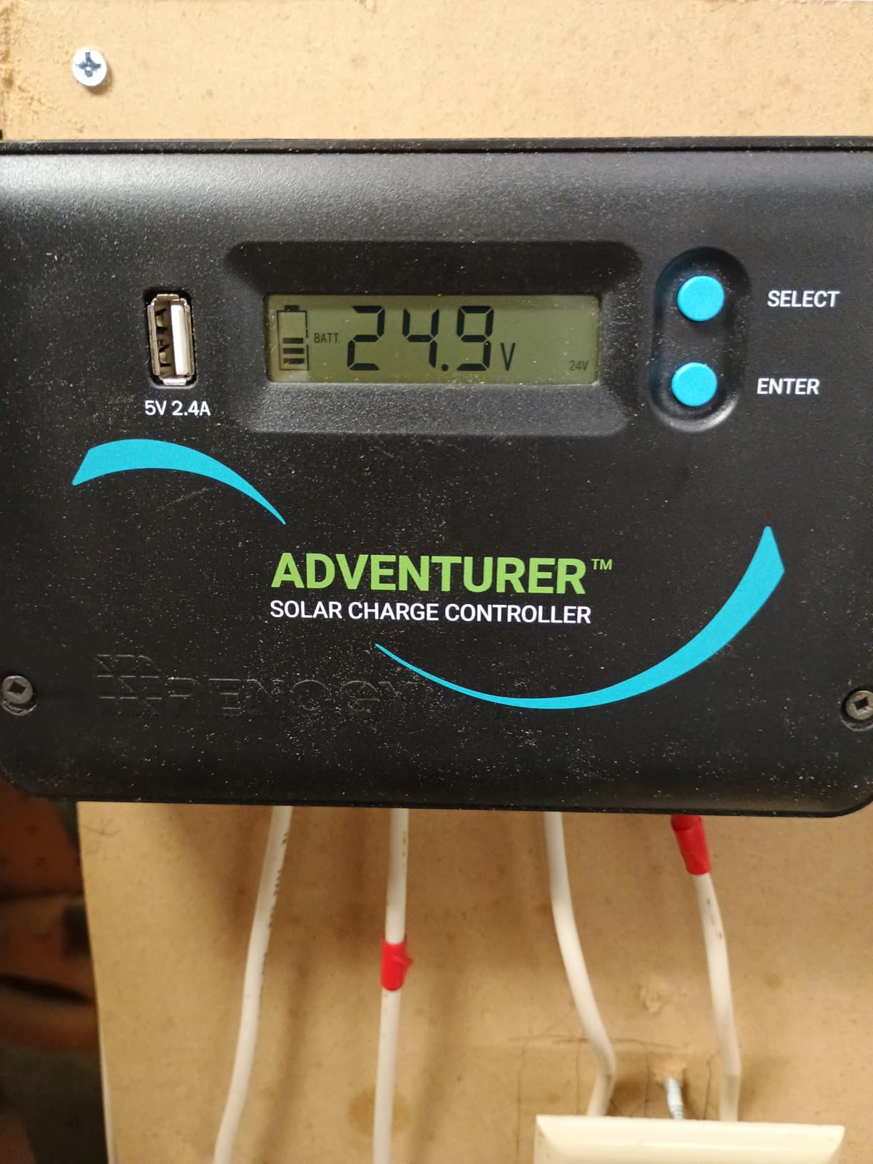 Renogy 30A 12V/24V PWM Solar Charge Controller with LCD Display Flush Mount Design Negative Ground, Compatible with Sealed, Gel, Flooded and Lithium Batteries, Adventurer 30A, black customer photo 1