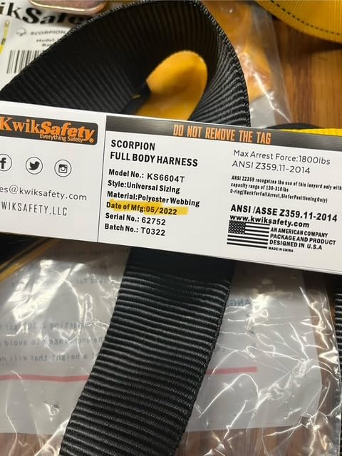 KwikSafety - SCORPION Safety Harness [w/Attached 6ft Lanyard] Safety Harness Fall Protection Kit ANSI OSHA customer photo 2