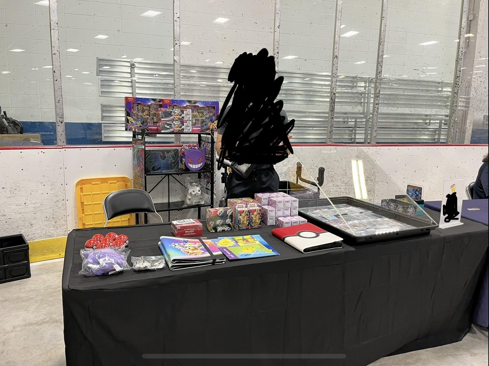 4LESSCO 8' Fitted Tablecloth Table Cover Trade Show Event Open Back Side - 3 Sided Black customer photo 1