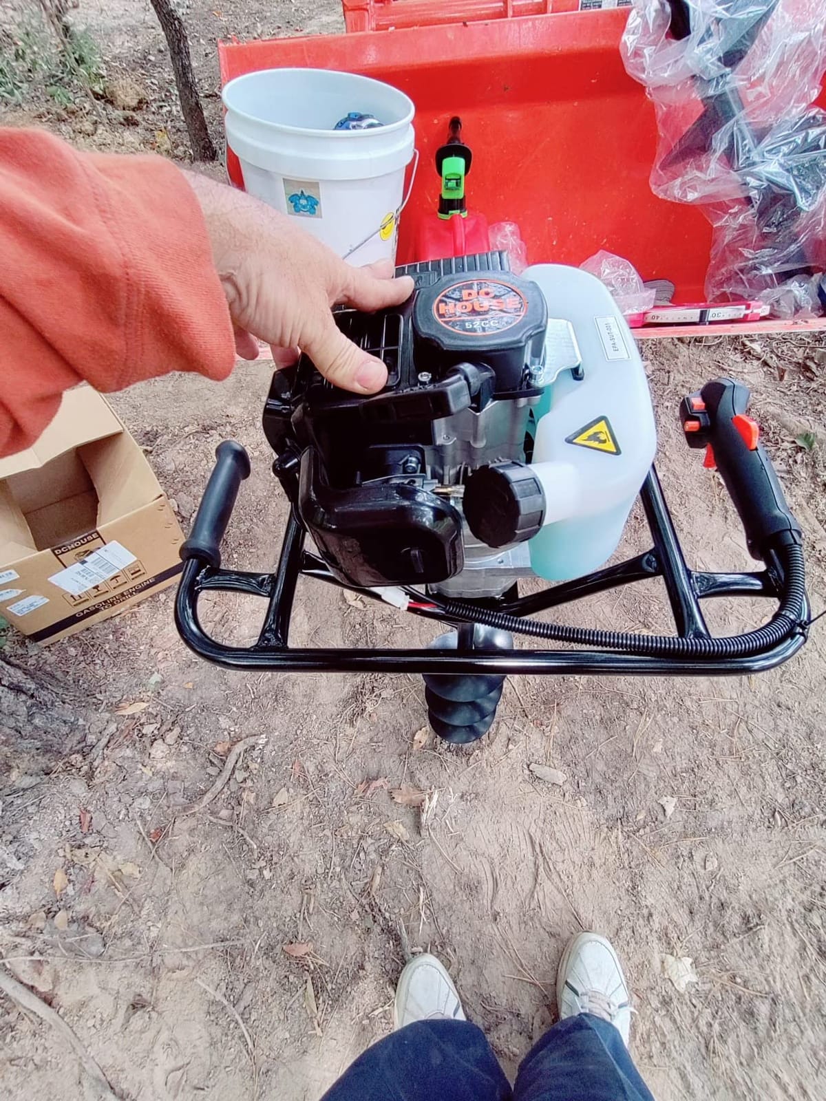 DC HOUSE 52cc 1800W Gas Powered Earth Auger EPA Certified Post Hole Digger, with 2 Drill Bits 6