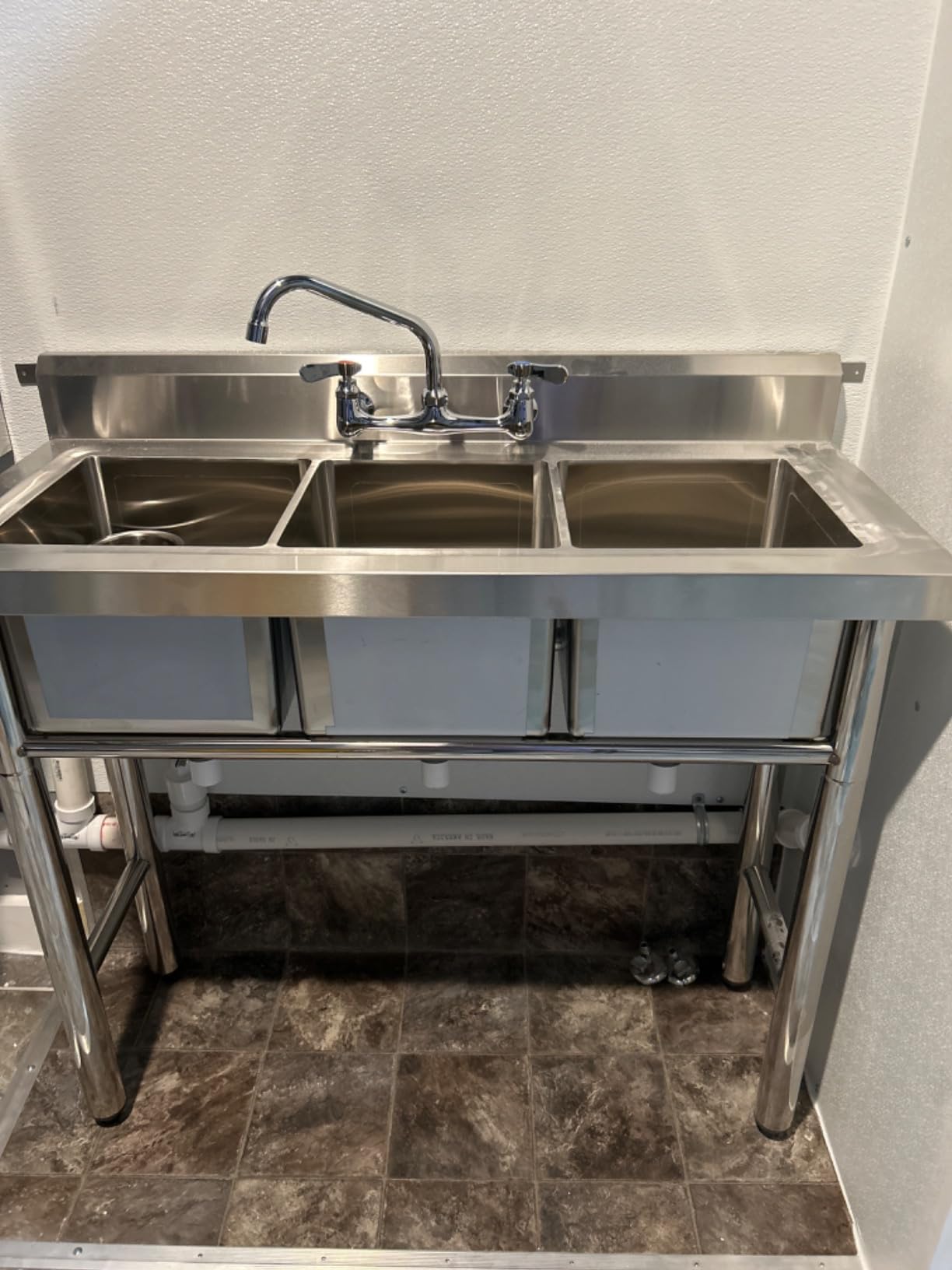 Bonnlo 3-Compartment NSF 304 Stainless Steel Utility Sink Commercial Grade Laundry Tub Culinary Sink for Outdoor Indoor, Garage, Restaurant, Kitchen, Laundry/Utility Room - 39