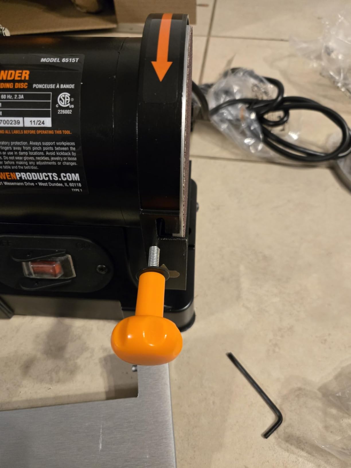 WEN Benchtop Belt and Disc Sander with 1 x 30 in. Belt and 5 in. Sanding Disc (6515T) customer photo 2