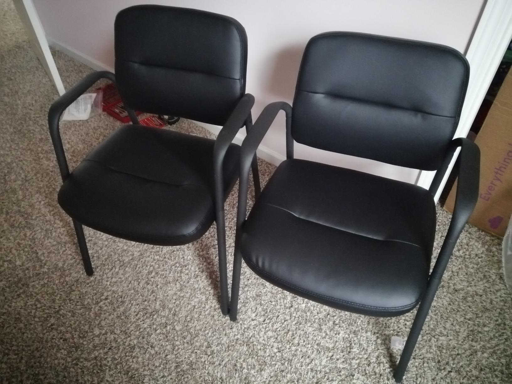 Devoko Waiting Room Office Reception Chairs Executive Leather Guest Chairs with Armrest Ergonomic Upholstered Lumbar Support Side Chairs (2 Pack) customer photo 1