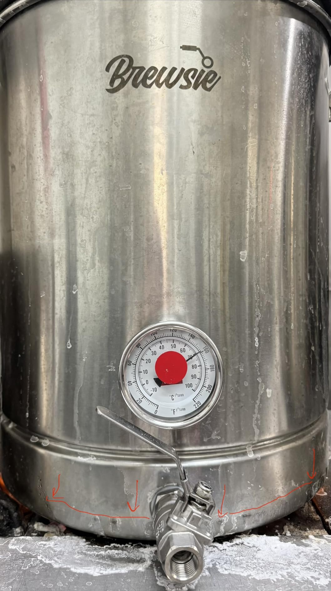 BREWSIE Stainless Steel Home Brew Kettle w/Dual Filtration. Equip with False Bottom Thermometer and Ball Valve for Brewing (8 Gal/ 32 QT) customer photo 2