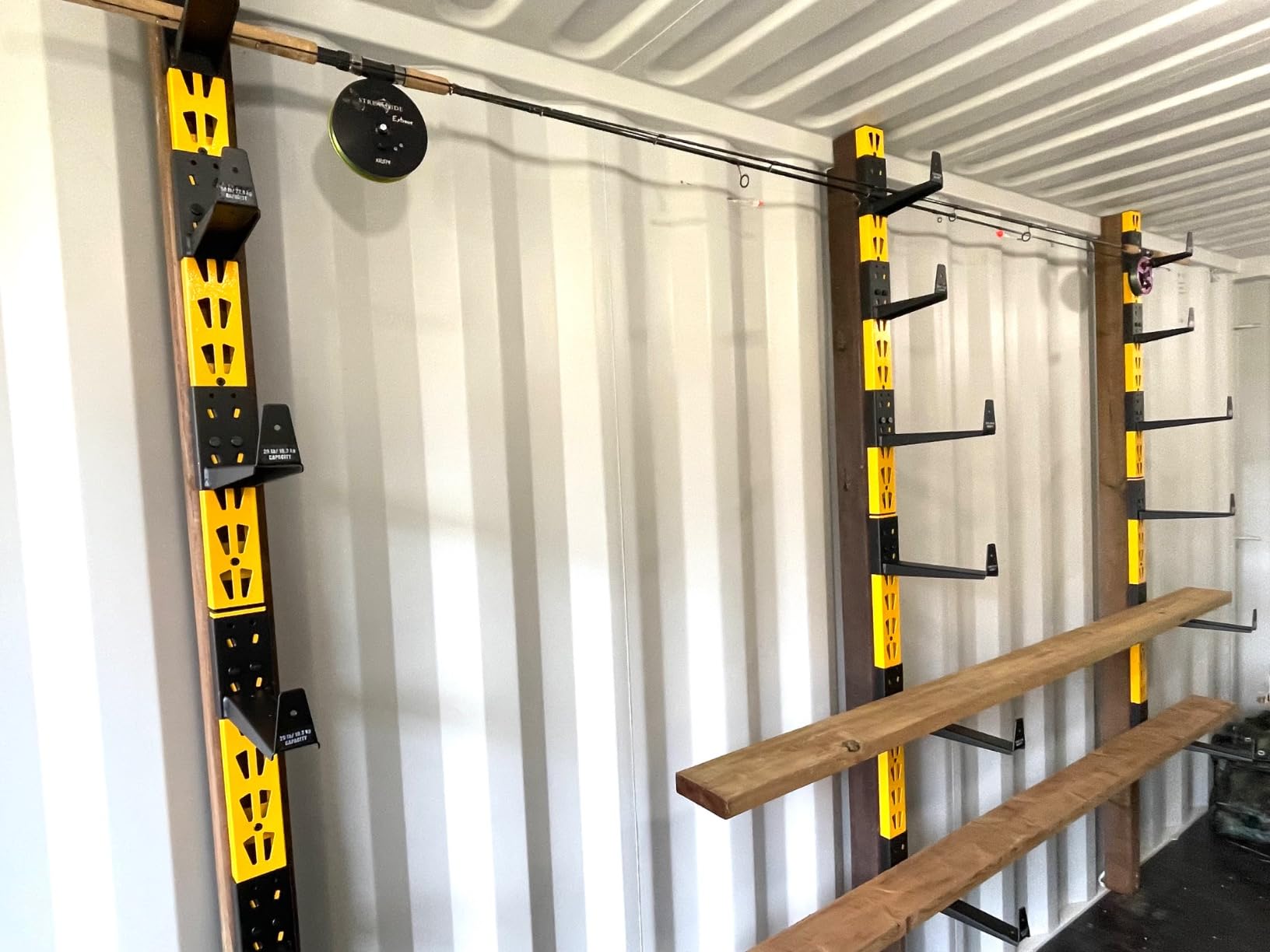 DEWALT 3-Piece Wall Mount Cantilever Wood and Lumber Storage Rack for Workshop Shelving, Multi-Depth Storage, Supports a Total of 273 lbs. customer photo 1