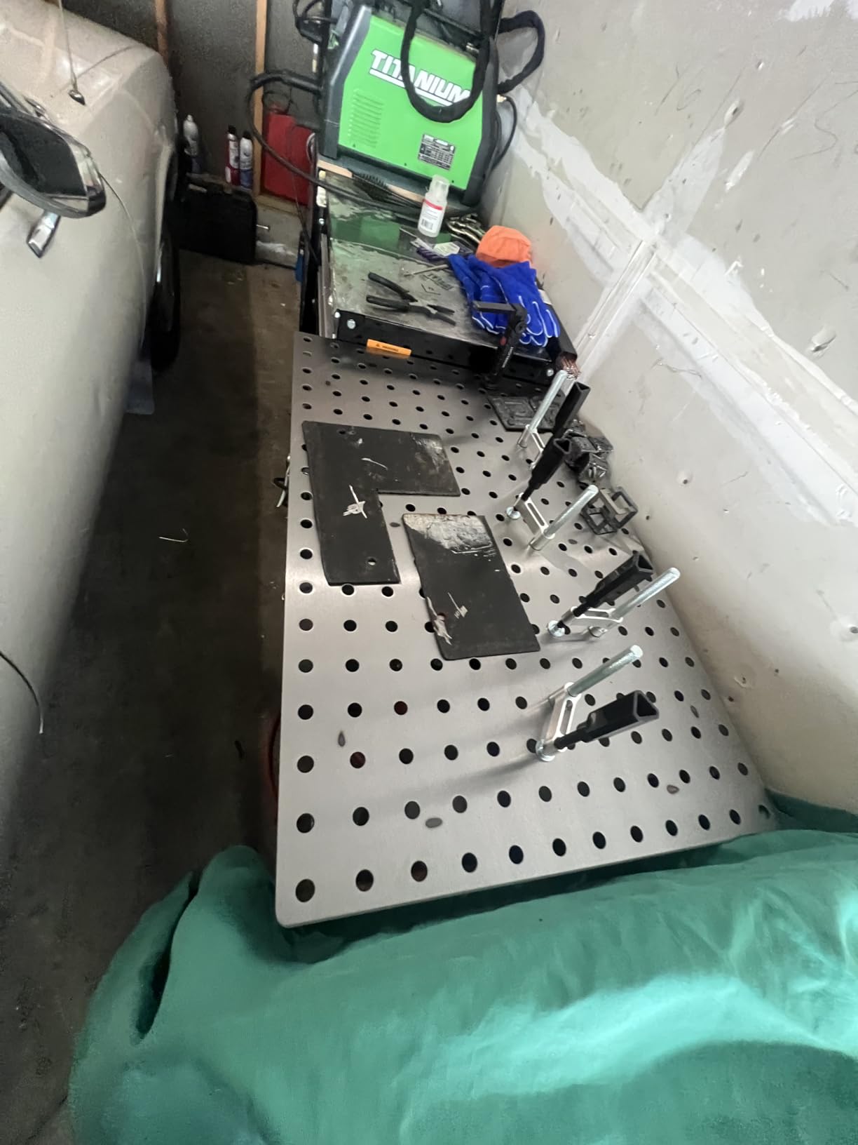 Klutch Steel Welding Table with 24-Piece Fit-Up Tool Kit, 600-Lb. Capacity | 16mm fixture holes, standalone or benchtop setup, secure workpiece fit-up, fabrication/repair versatility, shop use customer photo 1