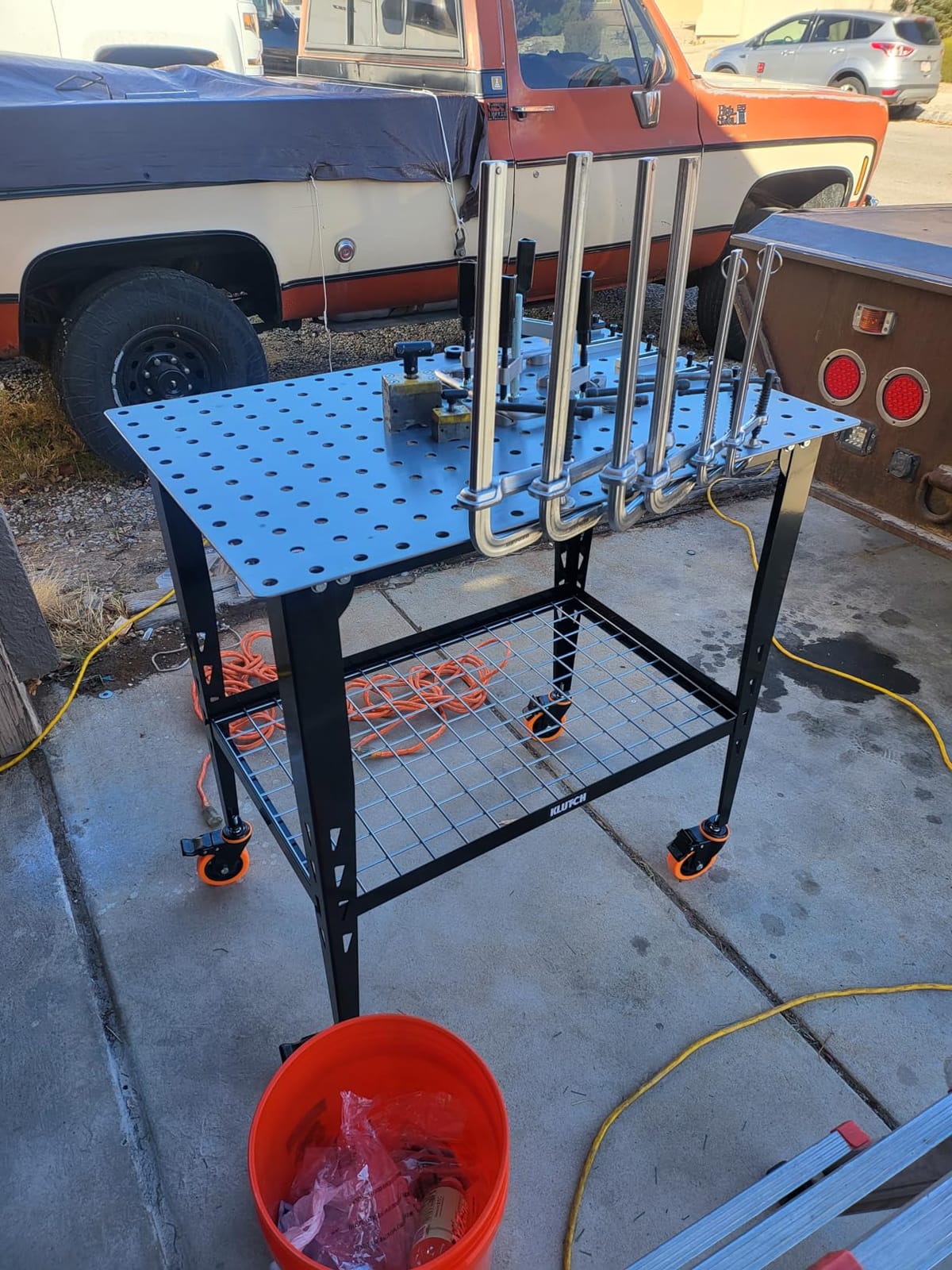 Klutch Steel Welding Table with 24-Piece Fit-Up Tool Kit, 600-Lb. Capacity | 16mm fixture holes, standalone or benchtop setup, secure workpiece fit-up, fabrication/repair versatility, shop use customer photo 2