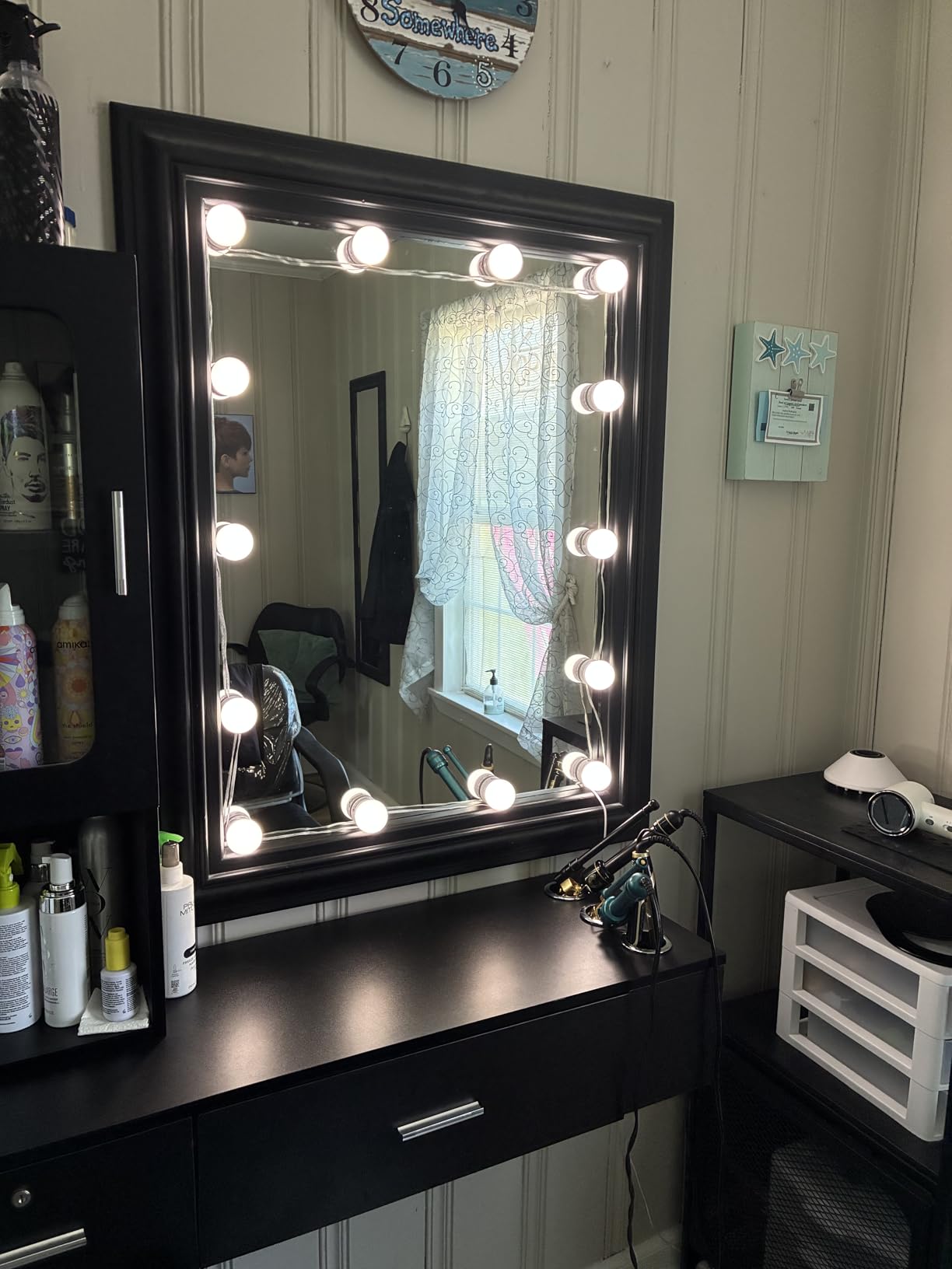Pretmess LED Vanity Lights for Mirror, Hollywood Style, 14 Dimmable Bulbs | 5 Adjustable Brightness & 3 Color Changing Modes, Wire Length Adjustable & Effortless Setup, USB Cable Design customer photo 1