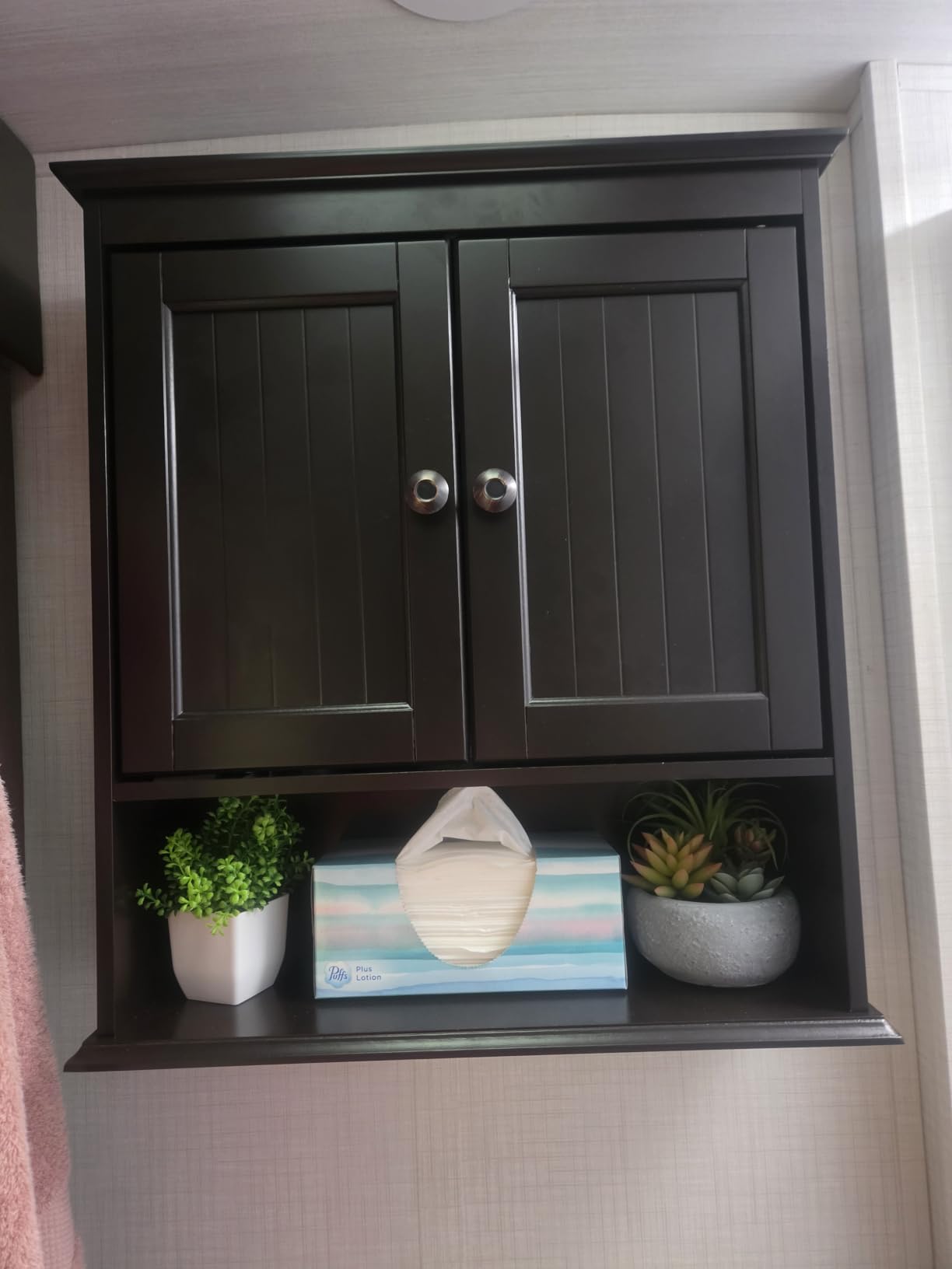 Spirich Bathroom Wall Cabinet with Beadboard Doors, White Medicine Cabinet | Adjustable Shelf, Open & Concealed Storage, Space-Saving Over-Toilet Design customer photo 2
