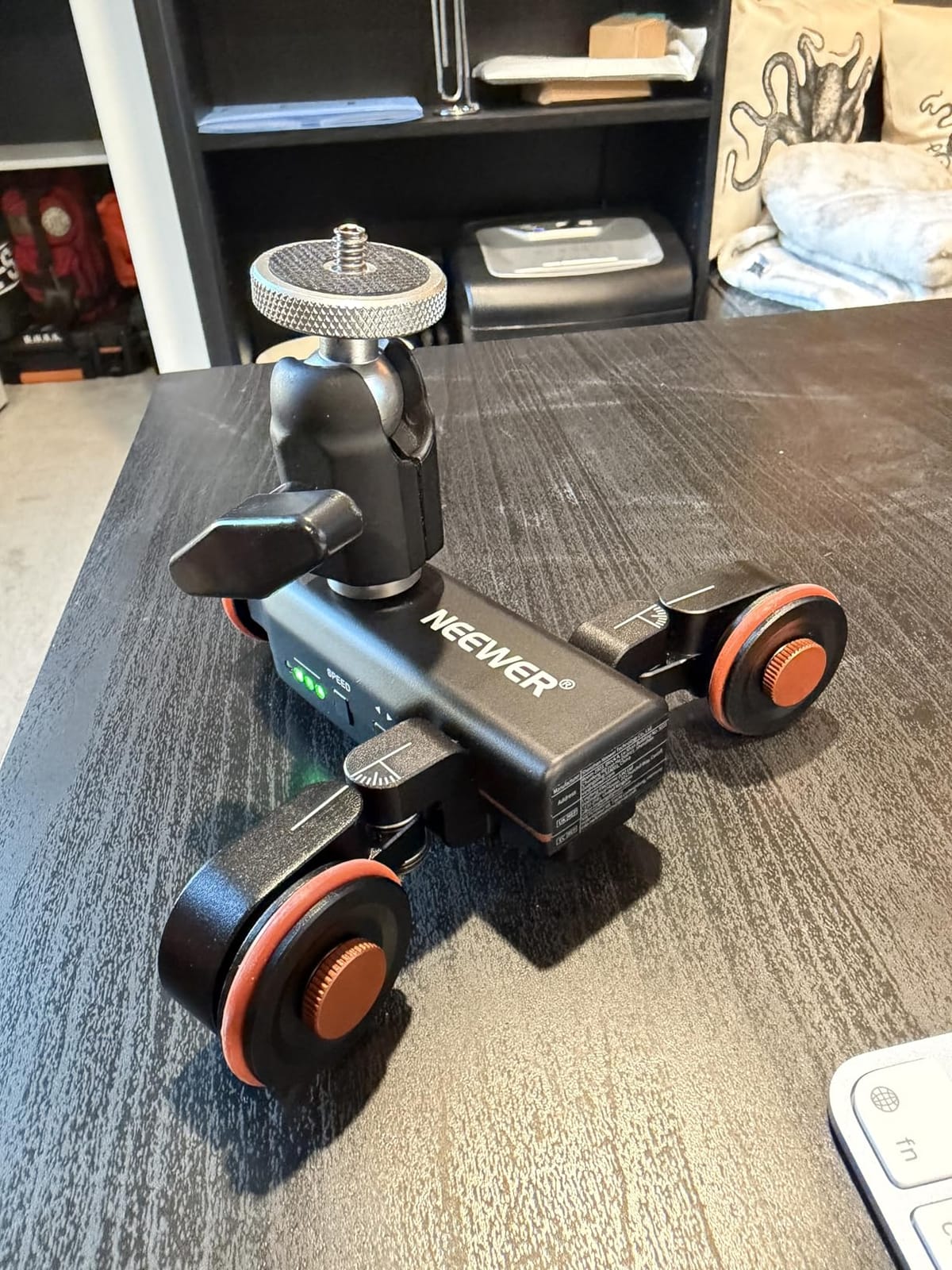 NEEWER 3 Wheels Wireless Video Camera Dolly, 3 Speed Motorized Slider | Electric Track Rail Dolly Car, Remote Control, Compatible with DSLR Camera Camcorder GoPro iPhone and Android Smartphone customer photo 2