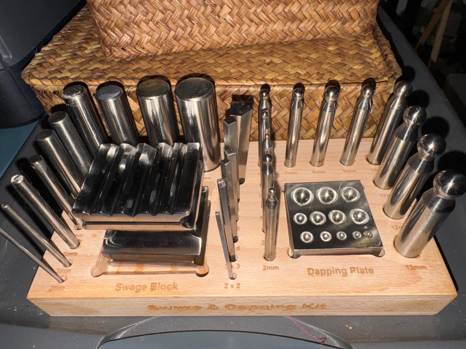 BENCH WIZARD 31 Pc Premium Swage & Dapping Set | Stainless Steel Construction | Includes 28 Punches, 1 Swage Block, 1 Dapping Plate, 1 Wooden Stand customer photo 1