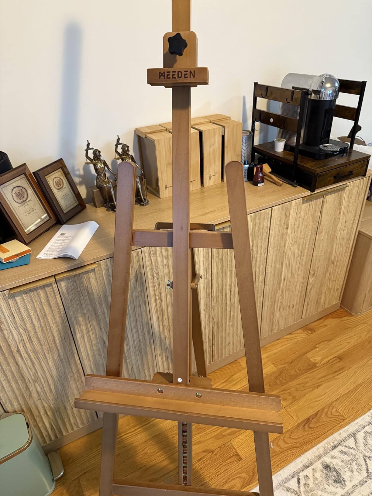 MEEDEN Painting Wooden Art Easel: Solid Beechwood Display Easel Stand Hold Canvas up to 43'' - Adjustable Easel from 57''-76