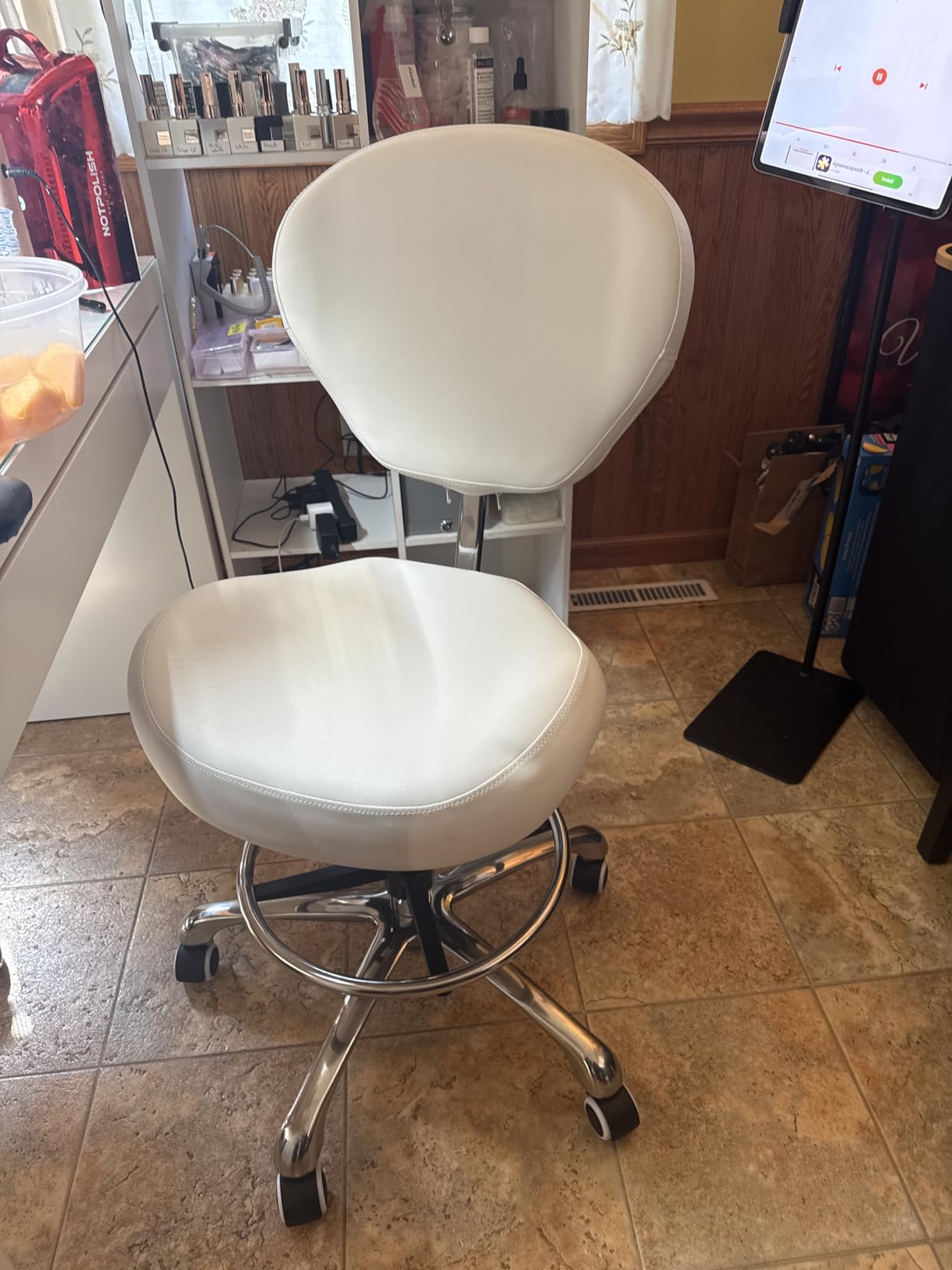 Kaleurrier Adjustable Stools Drafting Chair with Back Rest & Foot Rest, Ergonomic Design Solves Physical Discomfort and Safety Hazards Issues, Heavy Duty 400 lb Weight Capacity, for Professionals customer photo 2