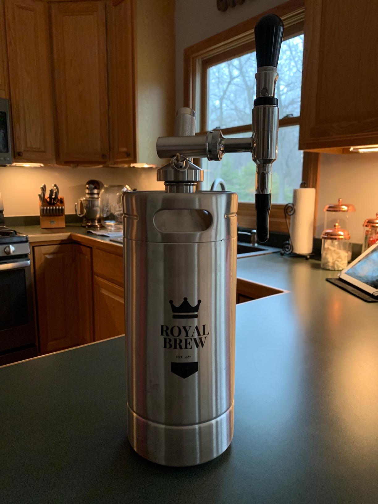 The Original Royal Brew Nitro Cold Brew Coffee Maker - Gift for Coffee Lovers - 128 oz Extra Large Home Keg, Nitrogen Gas System Coffee Dispenser Kit customer photo 2