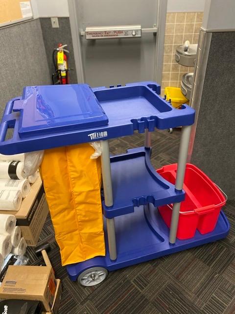 TUFFIOM Extra Large Commercial Traditional Cleaning Janitorial 3-Shelf Cart, 500 Lbs Housekeeping Cart, 42.5