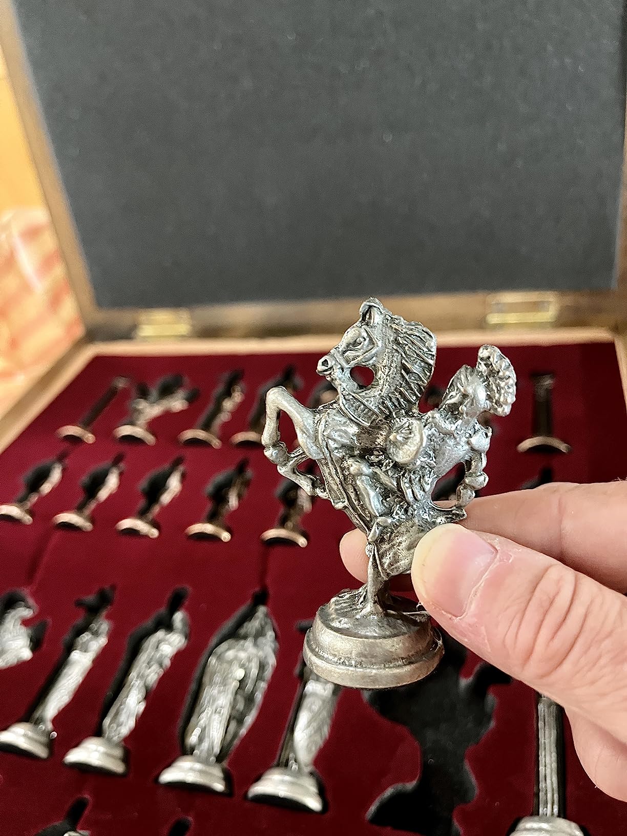 Medieval British Army Antique Copper Metal Chess Set for Adults, Handmade Pieces and Natural Solid Wooden Chess Board with Storage Inside customer photo 1