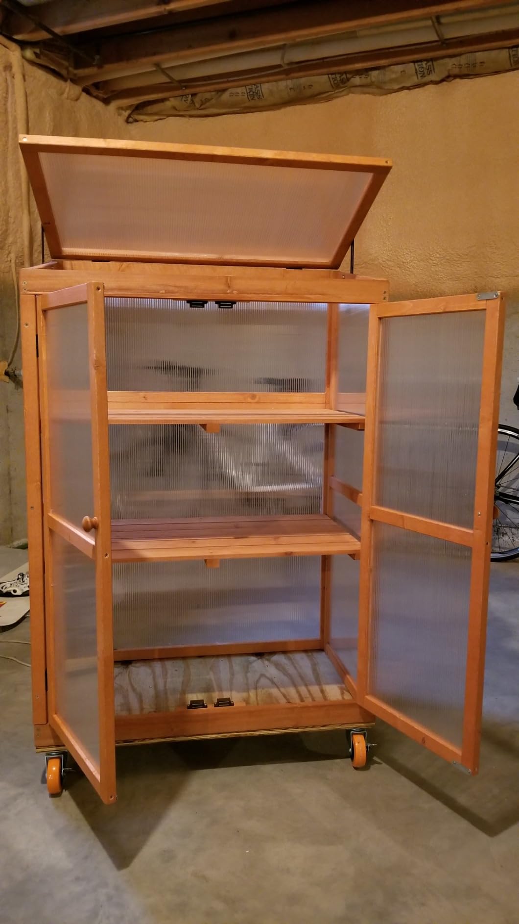 MCombo Wooden Cold Frame Greenhouse, Raised Flower Planter Shelf Protection for Outdoor Indoor Use, 0760 (Orange) customer photo 1