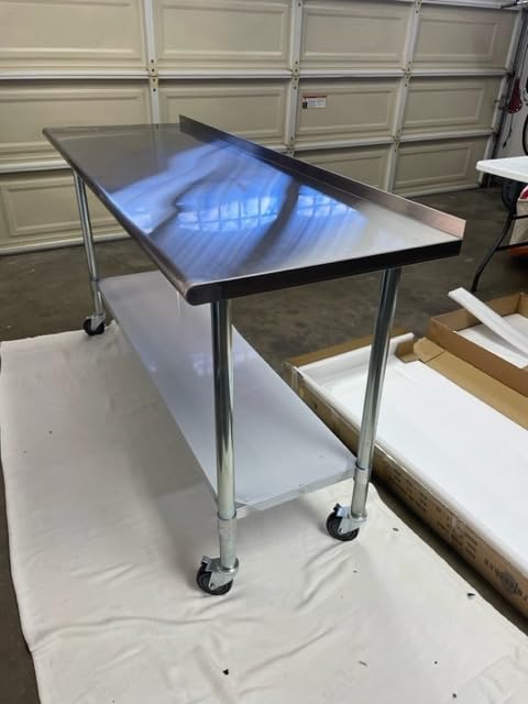 Profeeshaw Stainless Steel Prep Table NSF Commercial Work Table with Backsplash and Undershelf for Kitchen Restaurant 48x24 Inch customer photo 2