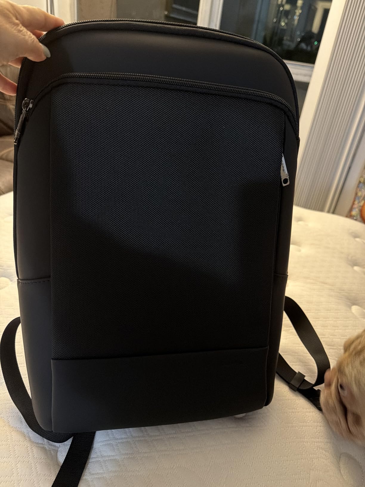 BOPai Unisex Slim Genuine Leather Laptop Backpack Men for 15-15.6 inch Business Smart Professional Lightweight Backpack with USB Charging Office Commuter Computer Rucksack Executive Anti Theft Black customer photo 1