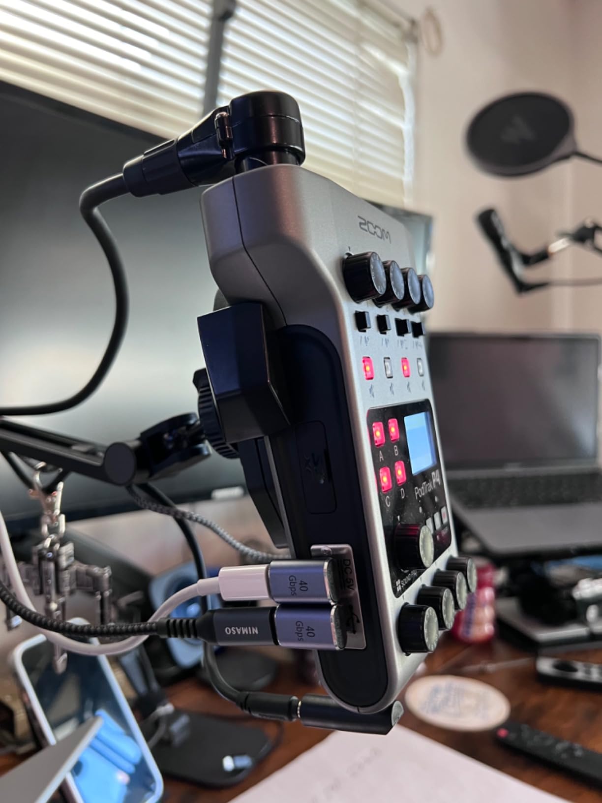 Zoom PodTrak P4 Podcast Recorder with 4 XLR Mic Inputs, 4 Headphone Outputs, Phone & USB Input for Remote Interviews, Sound Pads, 2-In/2-Out USB Audio Interface, Battery Powered customer photo 1