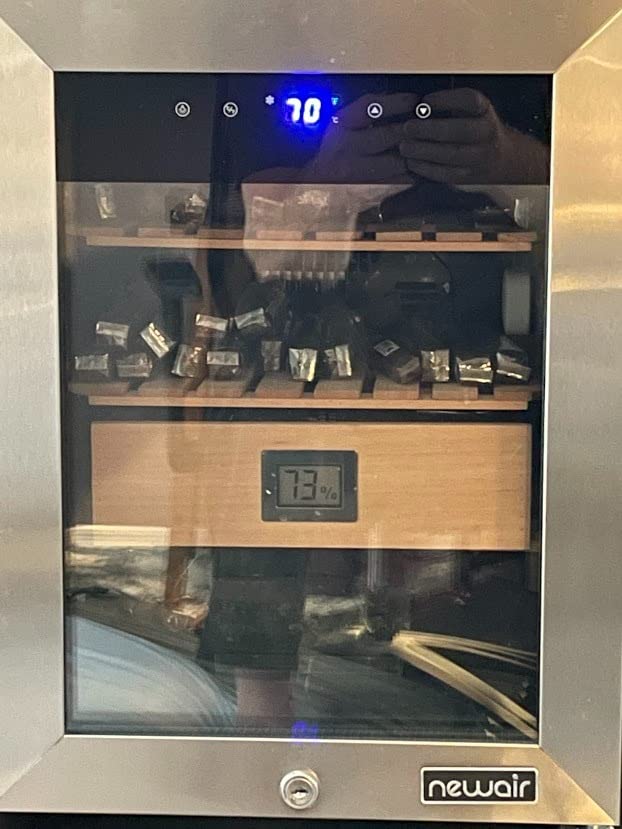 NewAir 250 Count Electric Cigar Humidor Box | Cigar Cooler Cabinet with Opti-Temp™ Heating & Cooling | Digital Temperature Controls, Spanish Cedar Shelves, and Locking Glass Door | Stainless Steel customer photo 1