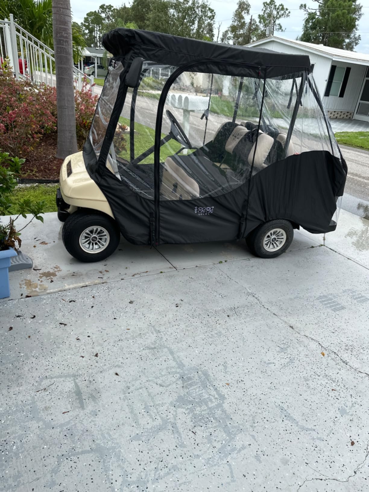 10L0L Golf Cart Driving Enclosure for Club Car DS, 2+2 Passenger Short Roof, Waterproof Windproof Heavy Duty 600D Rain Cover with 4-Sided Clear Windows & Durable Door Zipper, All-Weather Protection customer photo 1
