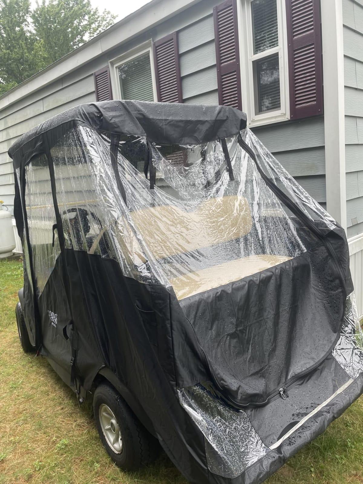 10L0L Golf Cart Driving Enclosure for Club Car DS, 2+2 Passenger Short Roof, Waterproof Windproof Heavy Duty 600D Rain Cover with 4-Sided Clear Windows & Durable Door Zipper, All-Weather Protection customer photo 2