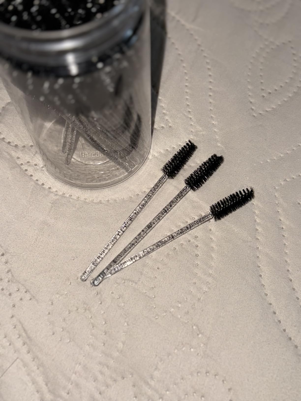 100PCS Disposable Eyelash Spoolies Brush with Container, Black | Soft Mascara Wands for Eyelash Extensions & Eyebrow Grooming, Hygienic Single Use, Multipurpose Makeup Applicators customer photo 2