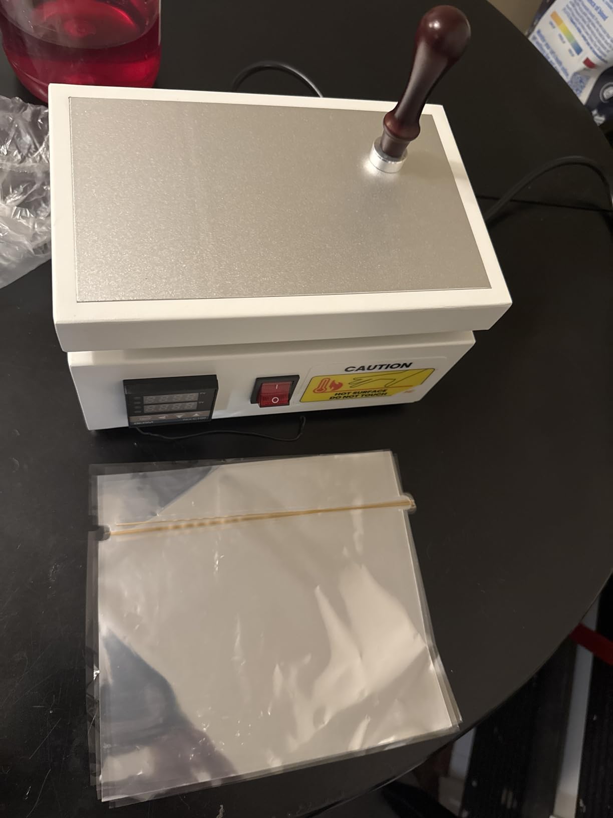 Hanchen Cellophane Wrapping Machine Manual Cellophane Overwrapping Machine Desktop Heating Sealing Machine for BOPP Perfume Cosmetics Poker Box PVC Heat Sealer Film (LS12-200) customer photo 1