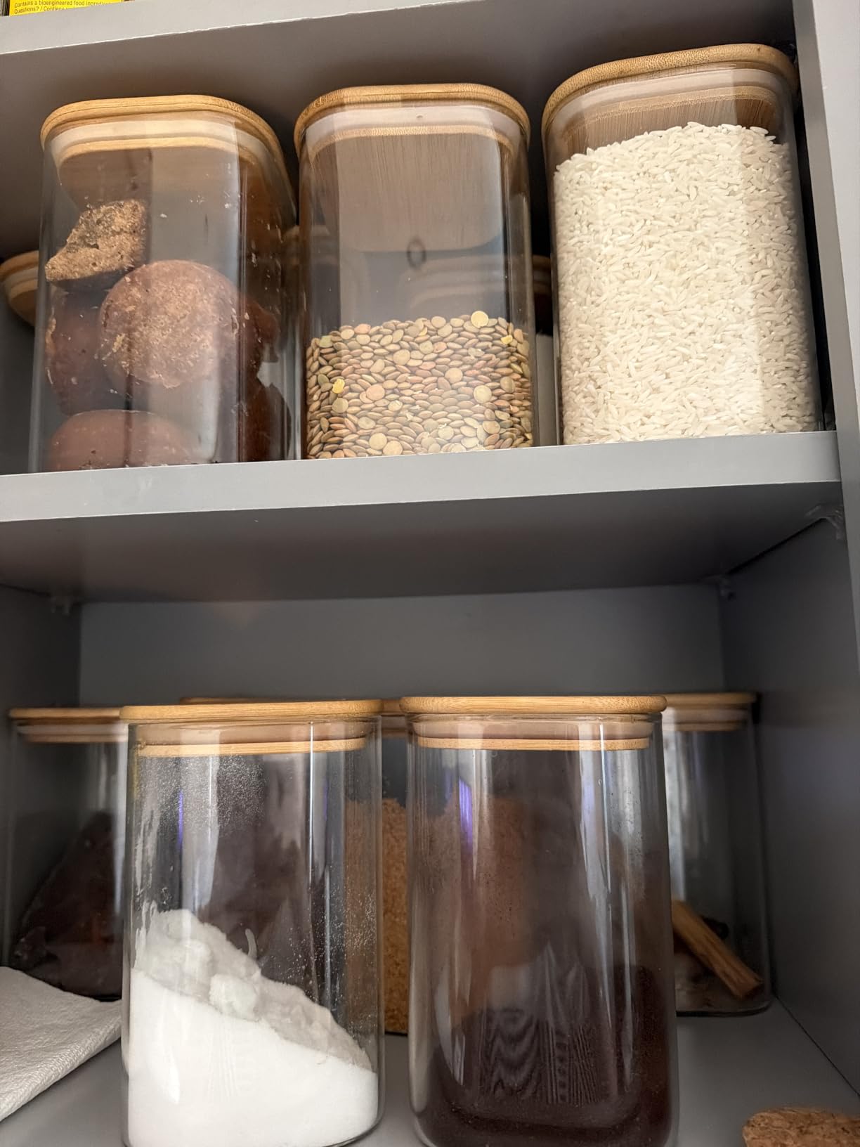 ComSaf Glass Pantry Storage Containers (0.7Qt/1.2Qt/1.6Qt) Set of 6, Square Glass Storage Containers with Bamboo Lid and Silicone Seal customer photo 1
