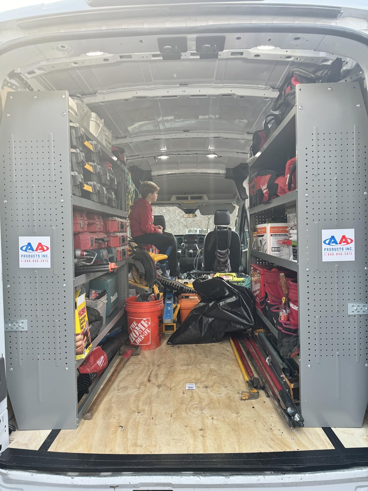 AA Products SH-6005 Steel Mid/High Roof Van Shelving Storage System Fits Transit, NV, Promaster and Sprinter, Van Shelving Units, 52''W x 60''H x 13''D customer photo 2