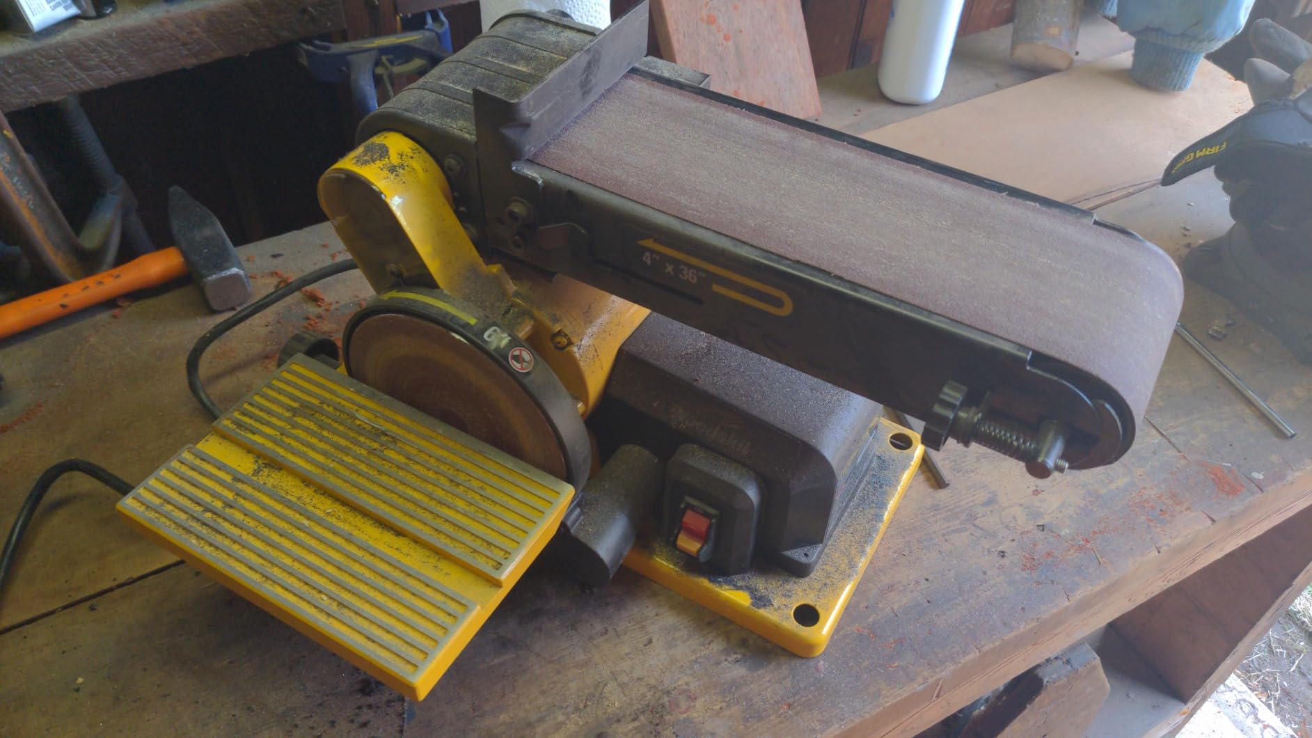 Woodskil 4.3A Belt Disc Sander Combo for Woodworking, 4x36