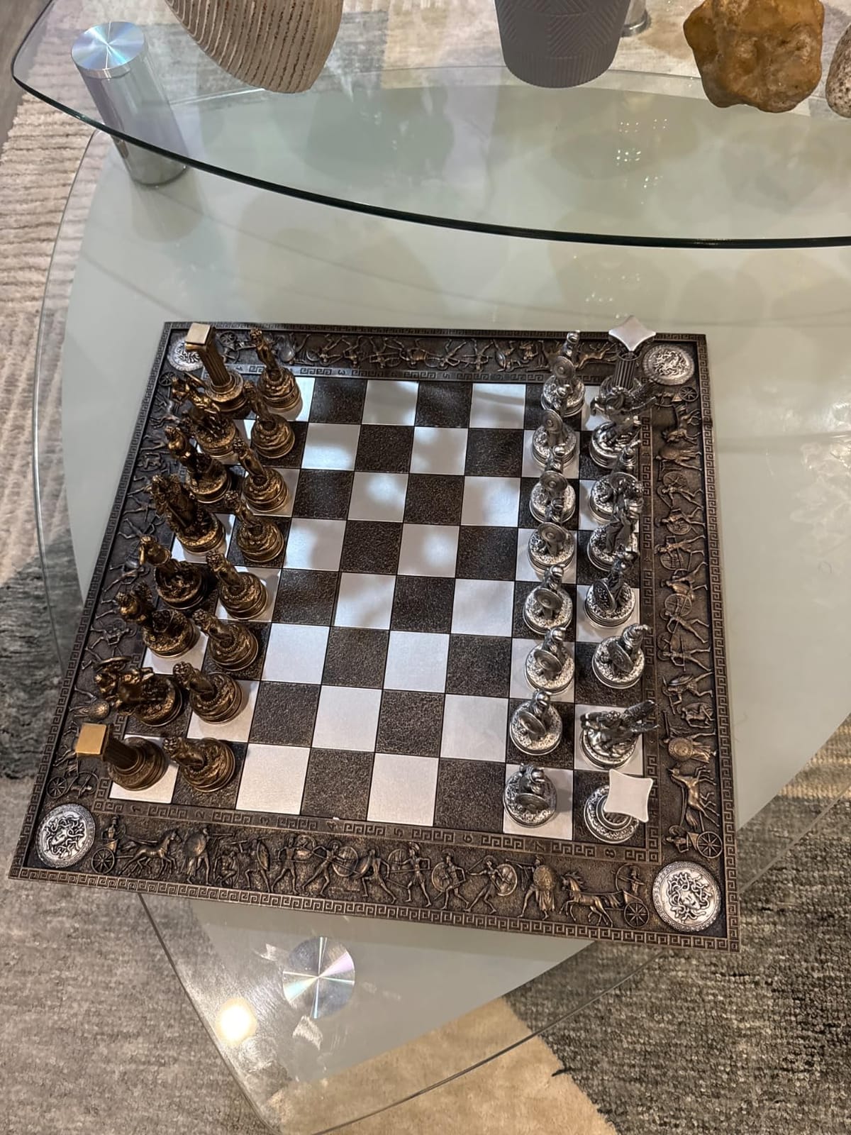 Greek Mythology Olympus Gods Zeus vs Poseidon Pewter and Bronze Color Chess Set with 17