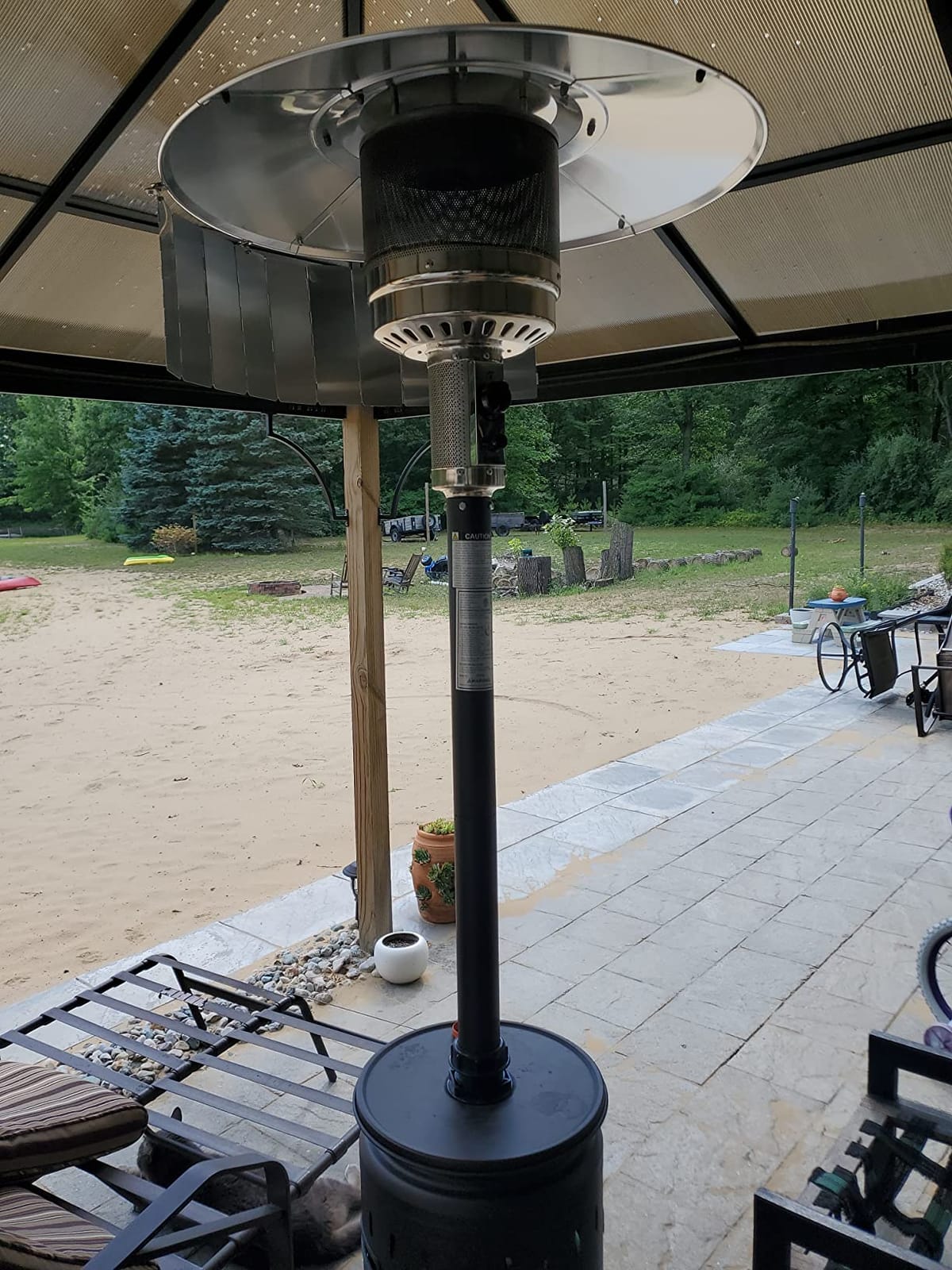 Outdoor Natural Gas Patio Heater, 45,000 BTU, XL-Series, Anti-Tilt Safety Shut-Off, Portable Heater, Includes Drink Table & Wheels, Residential & Commercial Matte Mocha 89