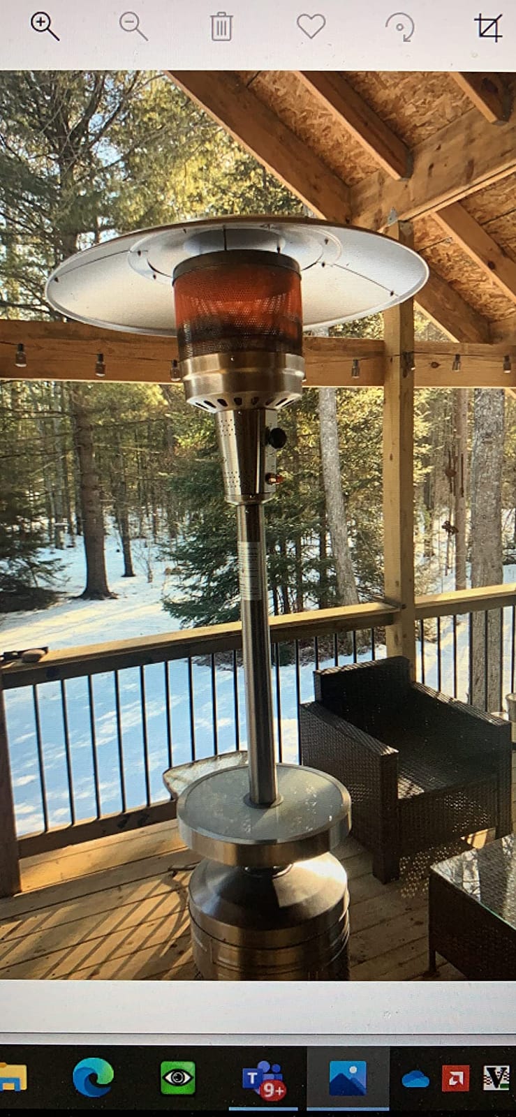 Outdoor Natural Gas Patio Heater, 45,000 BTU, XL-Series, Anti-Tilt Safety Shut-Off, Portable Heater, Includes Drink Table & Wheels, Residential & Commercial Matte Mocha 89