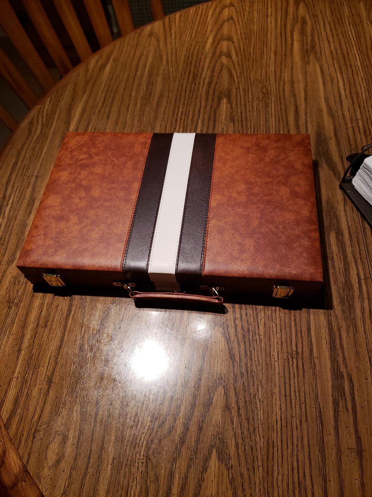 Premium Backgammon 18 Inches Large Brown - Backgammon Sets for Adults and Kids - Leatherette Back Gammon Board Game Set - Travel Backgammon Set Board Encased with Accessories customer photo 1