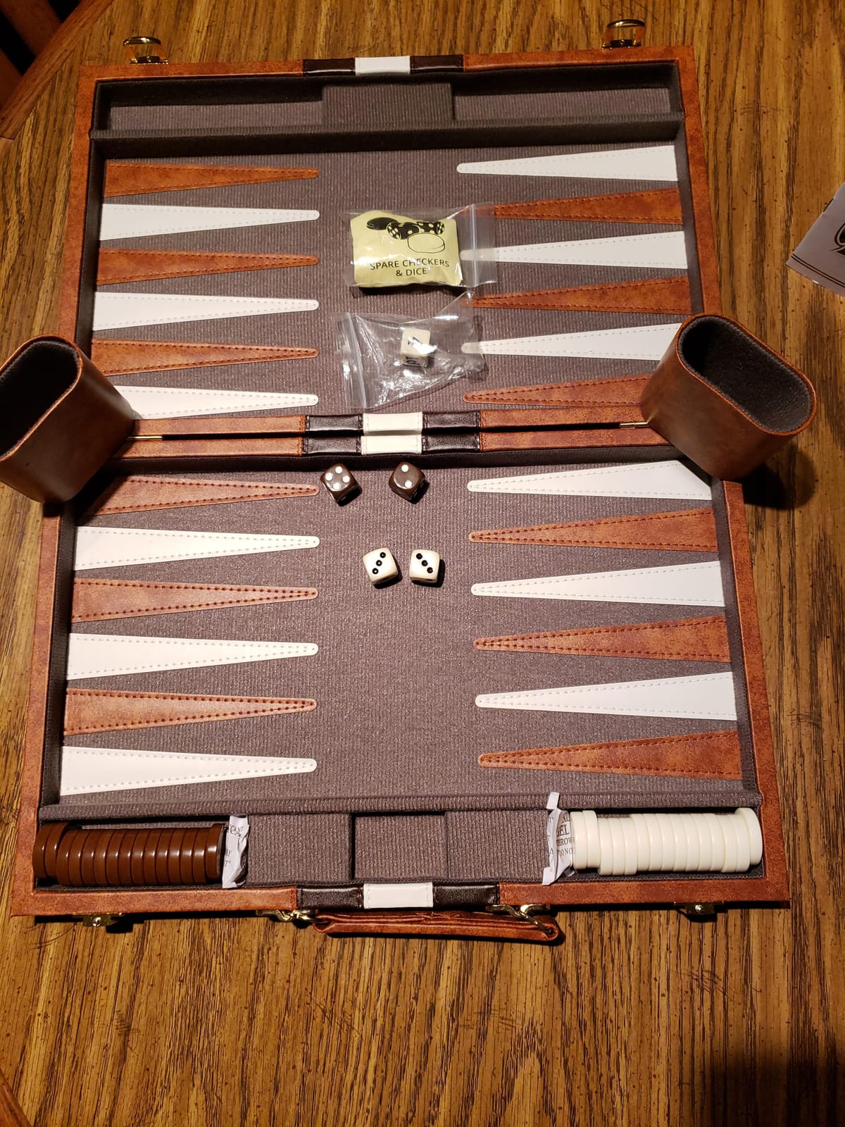 Premium Backgammon 18 Inches Large Brown - Backgammon Sets for Adults and Kids - Leatherette Back Gammon Board Game Set - Travel Backgammon Set Board Encased with Accessories customer photo 2