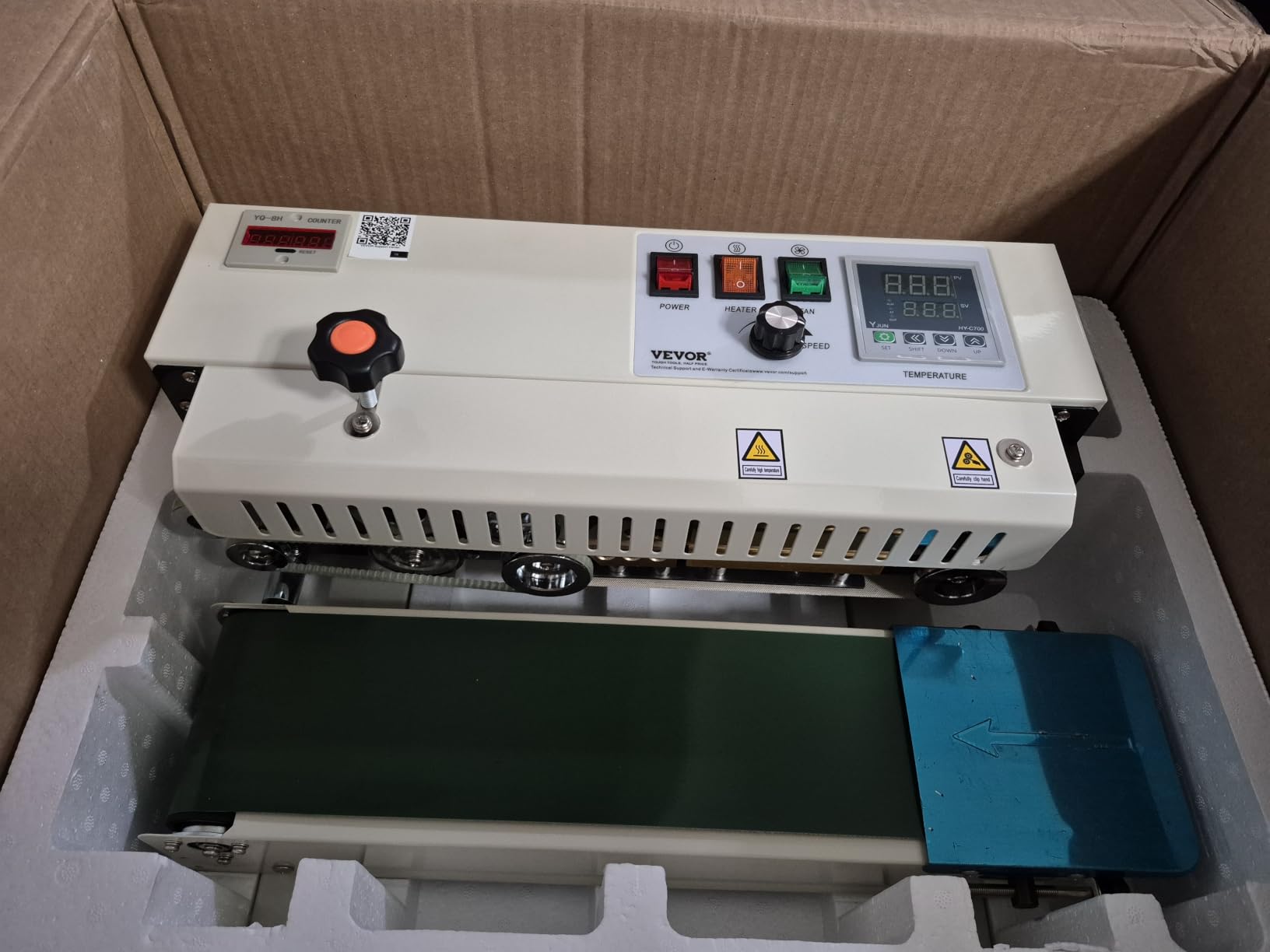 VEVOR Continuous Bag Band Sealing Machine FR900K Band Sealer Machine with Digital Temperature Control Horizontal Bag Sealer for 0.02-0.08 mm Plastic Bags Continuous Band Sealer w/Printing Function customer photo 1