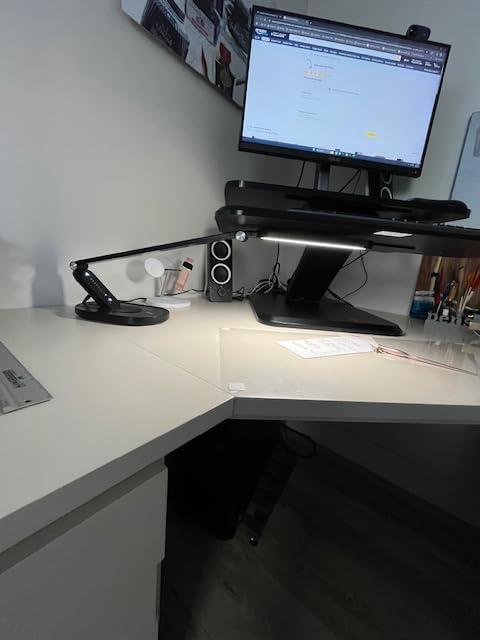JKSWT LED Desk Lamp, Eye-Caring Table Lamps Natural Light Protects Eyes Dimmable Office Lamp with 5 Color Modes USB Charging Port Touch Control and Memory Function, 10W Reading Lamp, Black customer photo 2