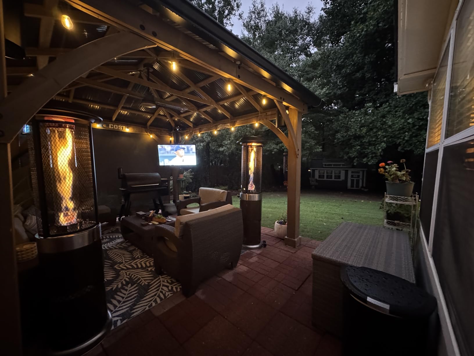 BALI OUTDOORS Propane Patio Heater, Stainless Steel Standing | 36,000 BTUs Portable Commercial Outdoor Gas Patio Heater with Glass Tube for Deck, Garden and Porch, Brown customer photo 2