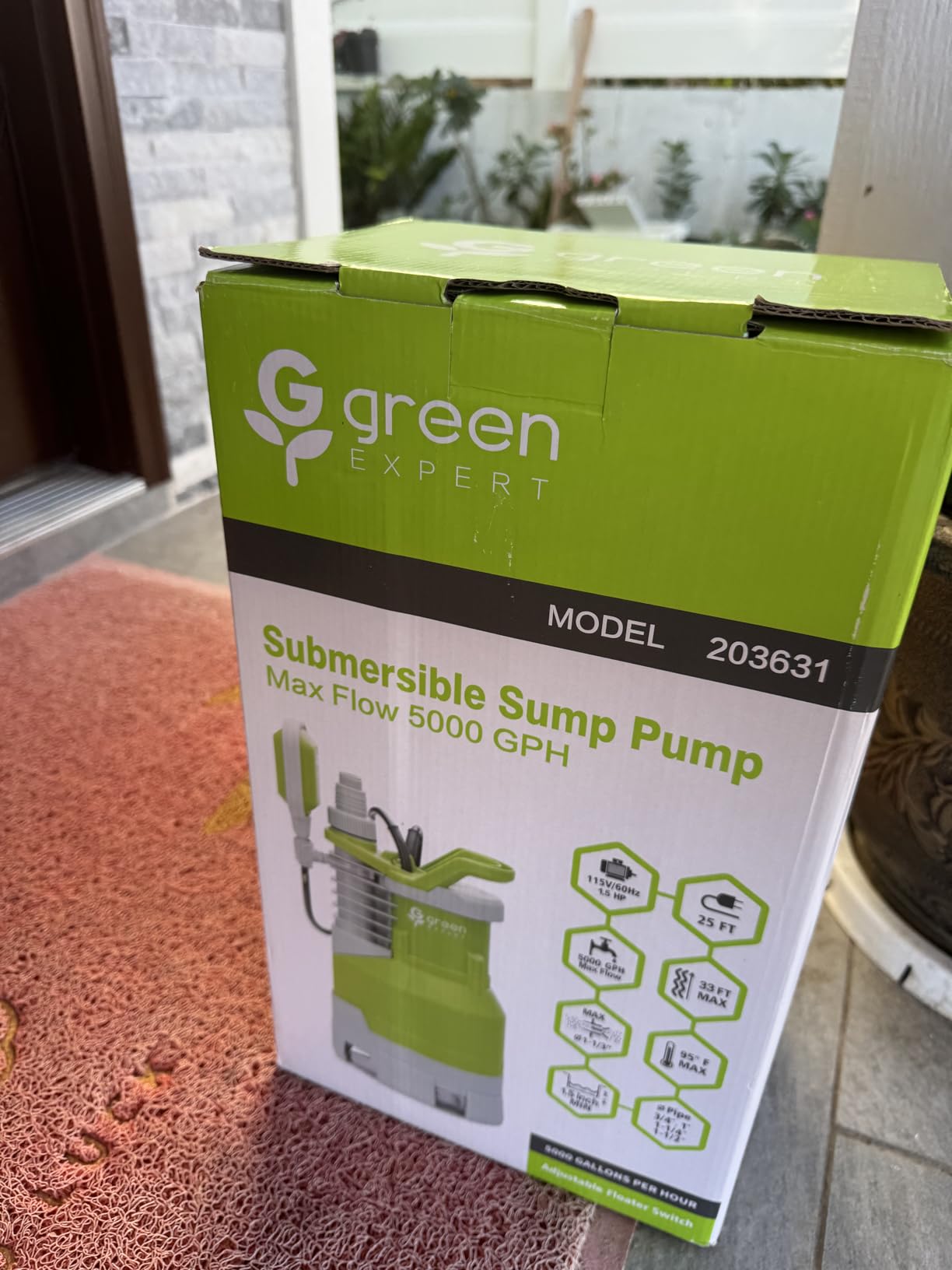 Green Expert 1.5HP Submersible Sump Pump High Flow 5000GPH 25ft Power Cord Manual Automatic On/Off for Water Removal from Basement Sump Pit Pools Hot Tub Spas Garden Pond customer photo 2