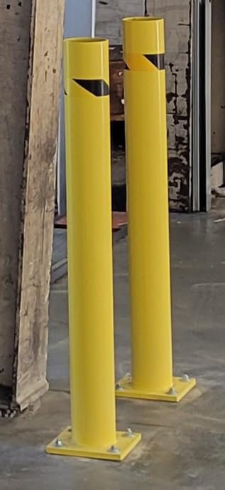 Crowd Control Warehouse Trafford Industrial 36-Inch Steel Parking Bollard | Driveway and Traffic Barrier, Yellow Powder-coated Heavy-duty 12-gauge Safety Post, 4.5-inch Diameter and Concrete-fillable customer photo 1