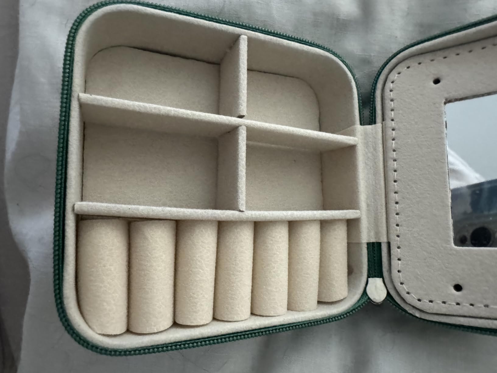 KElofoN Travel jewelry case Travel Jewelry Organizer Small box Gift for Girls Women with Mirror(Green) customer photo 1