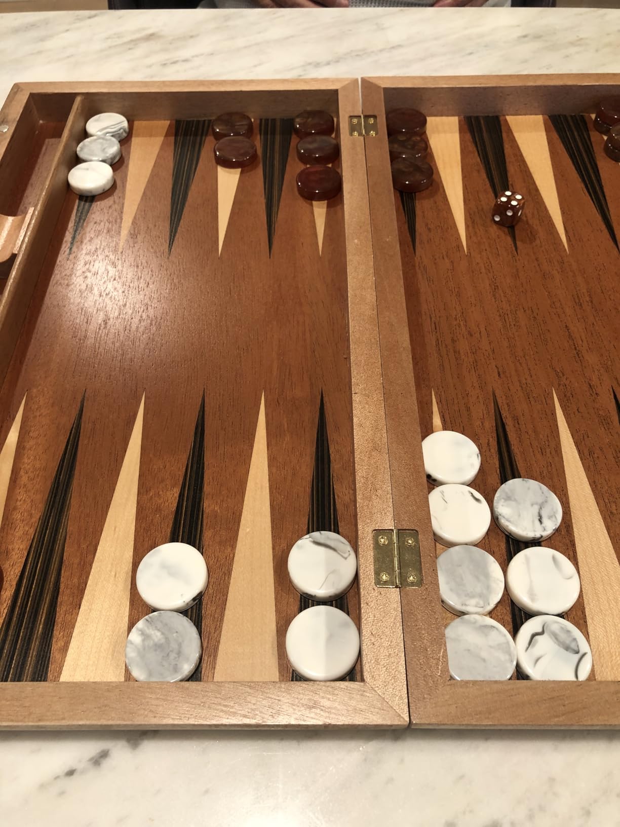 Pointworks 17 Inch Backgammon Sets for Adults. Beautiful Wood Inlaid Backgammon Board Game Set with Unique Checkers & Dice. Large Back Gammon Game Sets Travel Size for 2 Players Nardi or Tavla customer photo 2