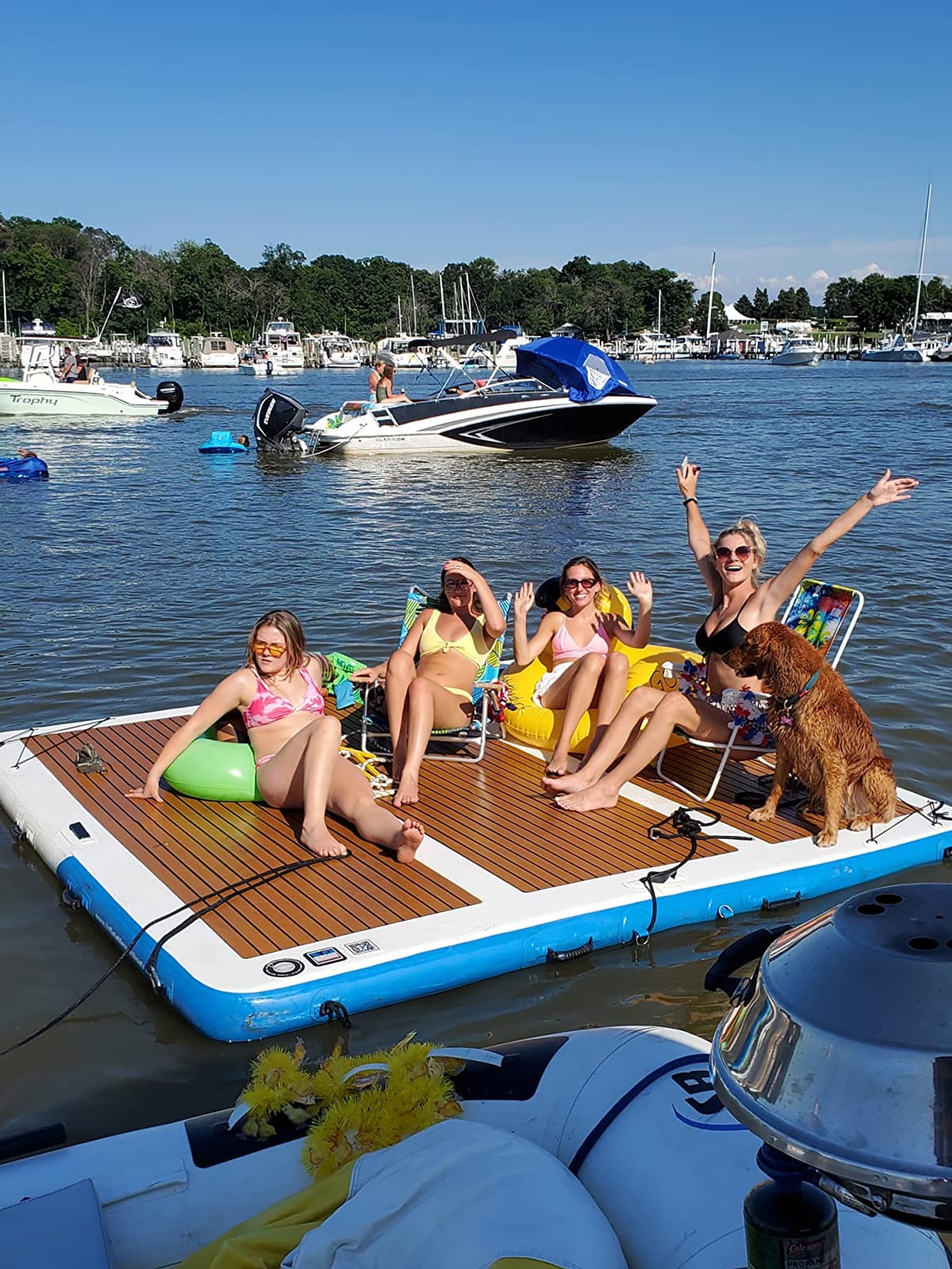 Island Hopper Mega Yacht Floating Dock - 10' x 10' Inflatable Dock for Boats and Lakefront - UV-Resistant PVC with Non-Slip EVA Foam - Holds Up to 2000 lbs - Lake Floats Easy Setup and Storage customer photo 1